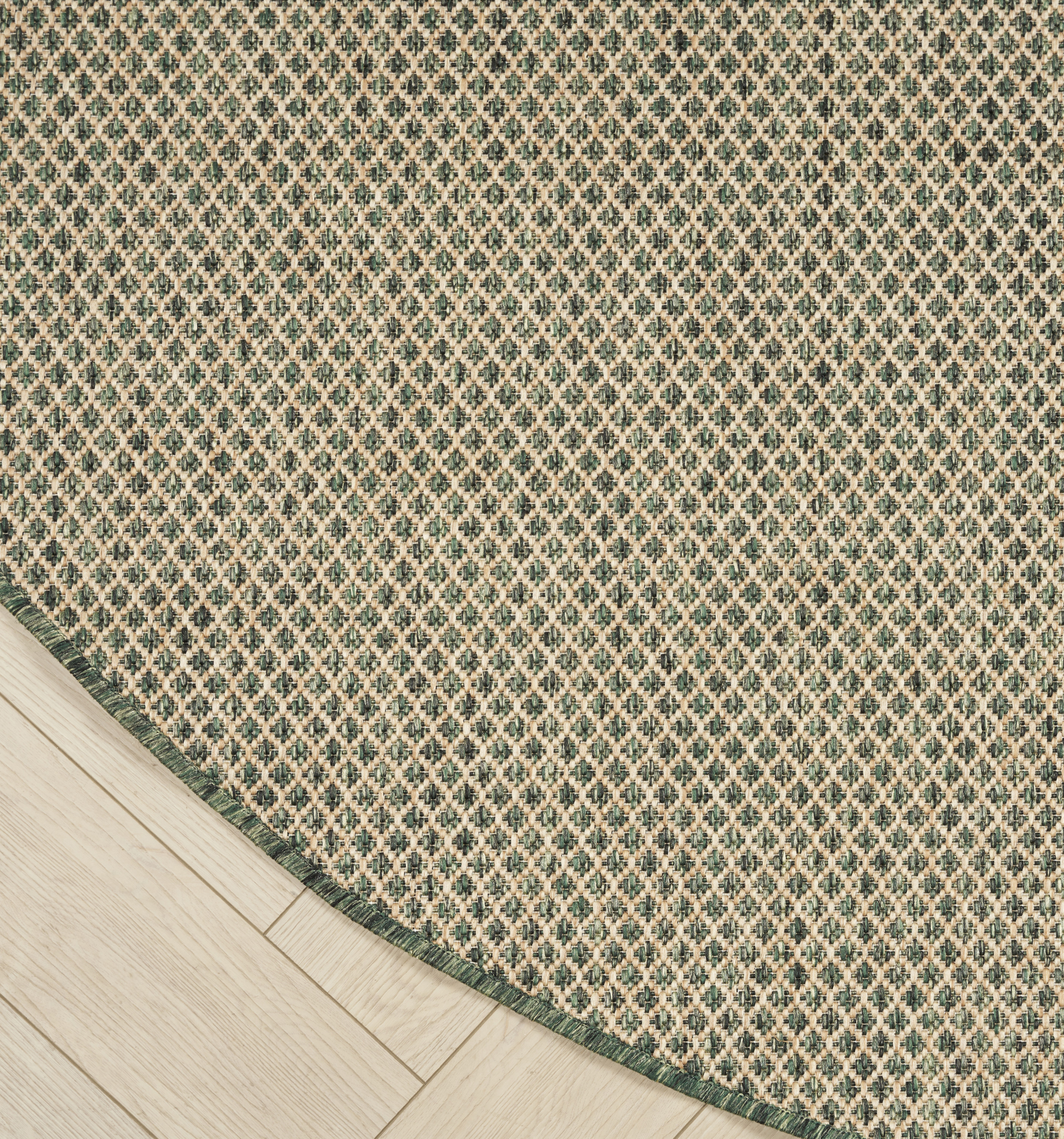 Nourison Courtyard 5' x Round Green Modern Rug