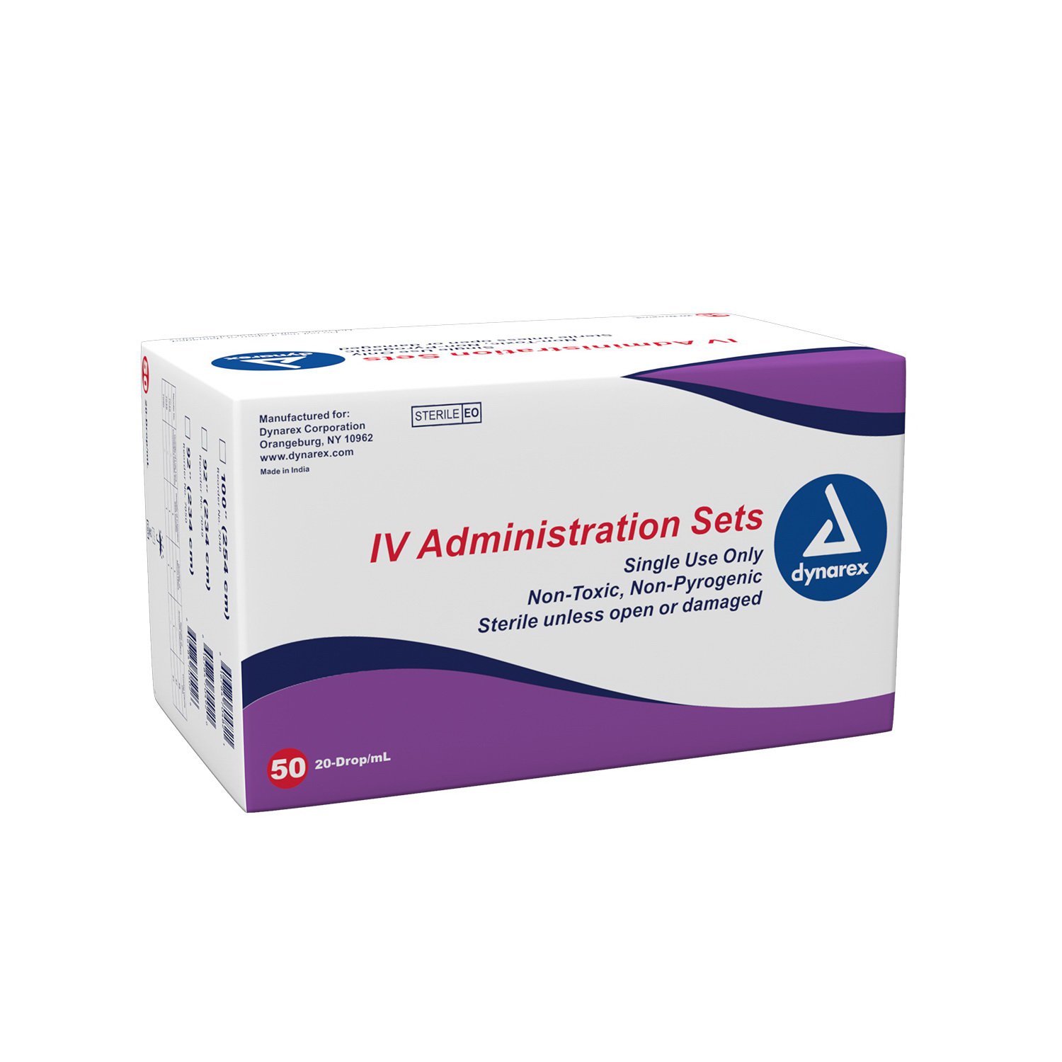 Primary IV Administration Set Dynarex Gravity 1 Port 20 Drops / mL Drip Rate 0.2 Micron Filter 92 Inch Tubing Solution Flow Regulator MK DYN-7049