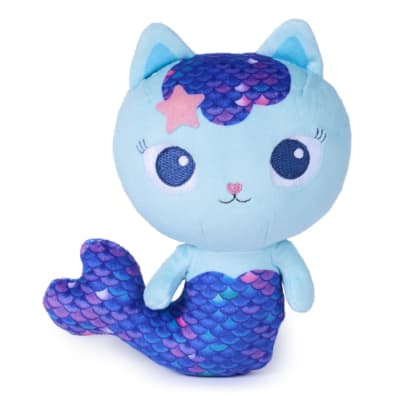 Gabby’s Dollhouse Fairylandia MerCat Plush Toy, Mermaid Cat Stuffed Animal, Squishy Toys for Ages 3 & Up, Blue, 6”
