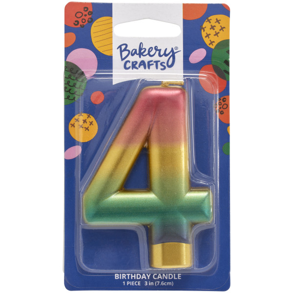 4 Metallic Numeral Candles