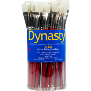 Finest White Synthetic Flat, Wash and Glaze Brush Canister, 40 Brushes