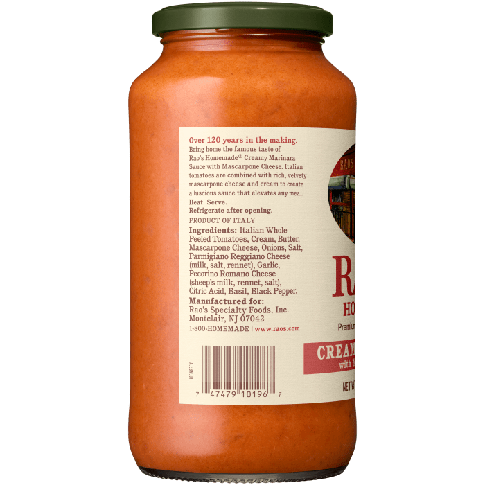 Creamy Marinara with Mascarpone Sauce, 24 oz - Left Image