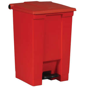 Rubbermaid Commercial, Legacy, Step-On, 12gal, Resin, Red, Rectangle, Receptacle