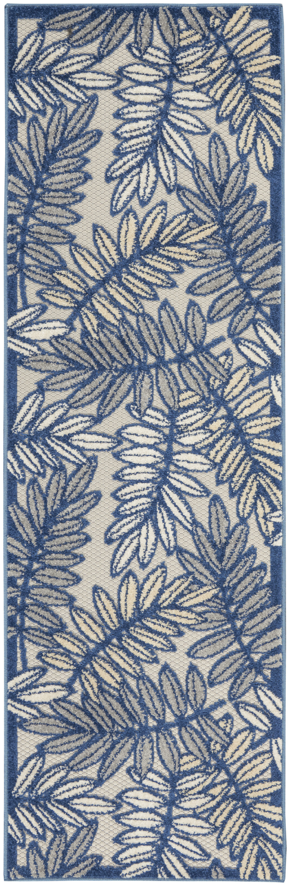 Nourison Aloha 2'3" x 8' Ivory Navy Tropical Rug