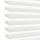 Layered sheer-and-opaque horizontal fabric blinds mounted at a window edge, alternating translucent and solid bands with curved overlapping edges, partially closed and diffusing bright daylight against a plain white background.