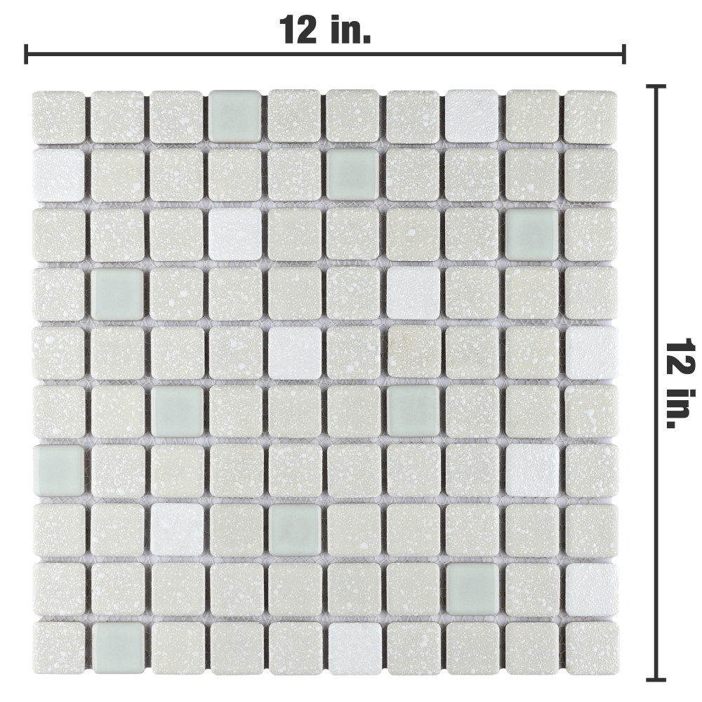 Crystalline Square Pistachio 12 in. x 12 in. Porcelain Mosaic Tile
