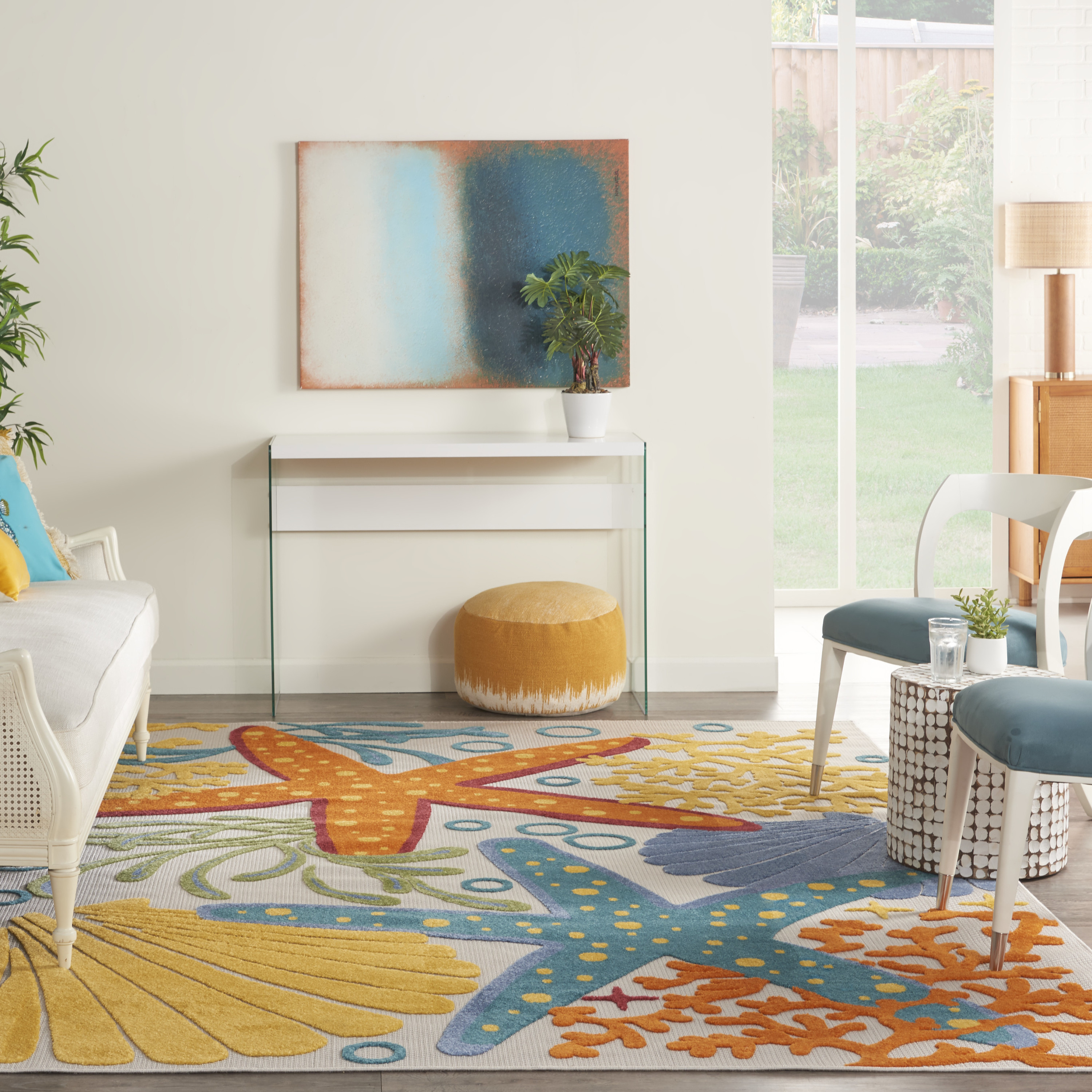 Nourison Aloha 7' x 10' Multicolor Coastal, Nautical & Beach Rug
