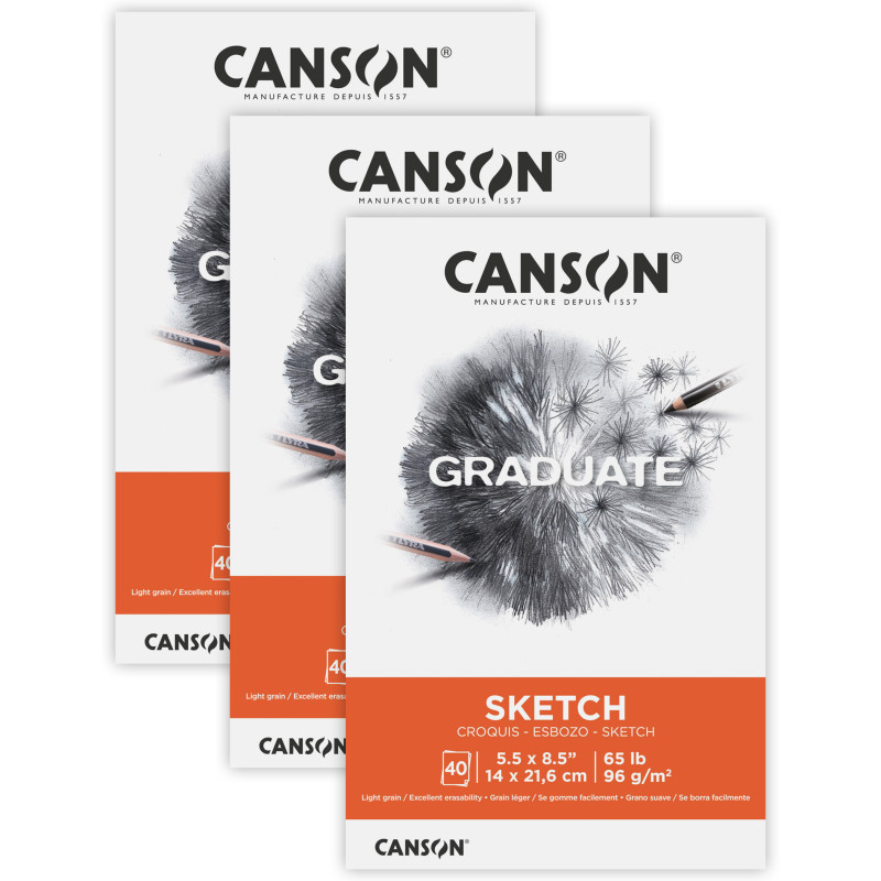Canson Graduate Sketch Pad, Foldover Binding, 10 Sheet, 5.5x