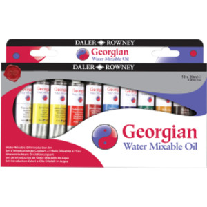 Georgian Water-Mixable Oil Paint Introduction Set, Assorted Colors, 20ml, 10 Pieces