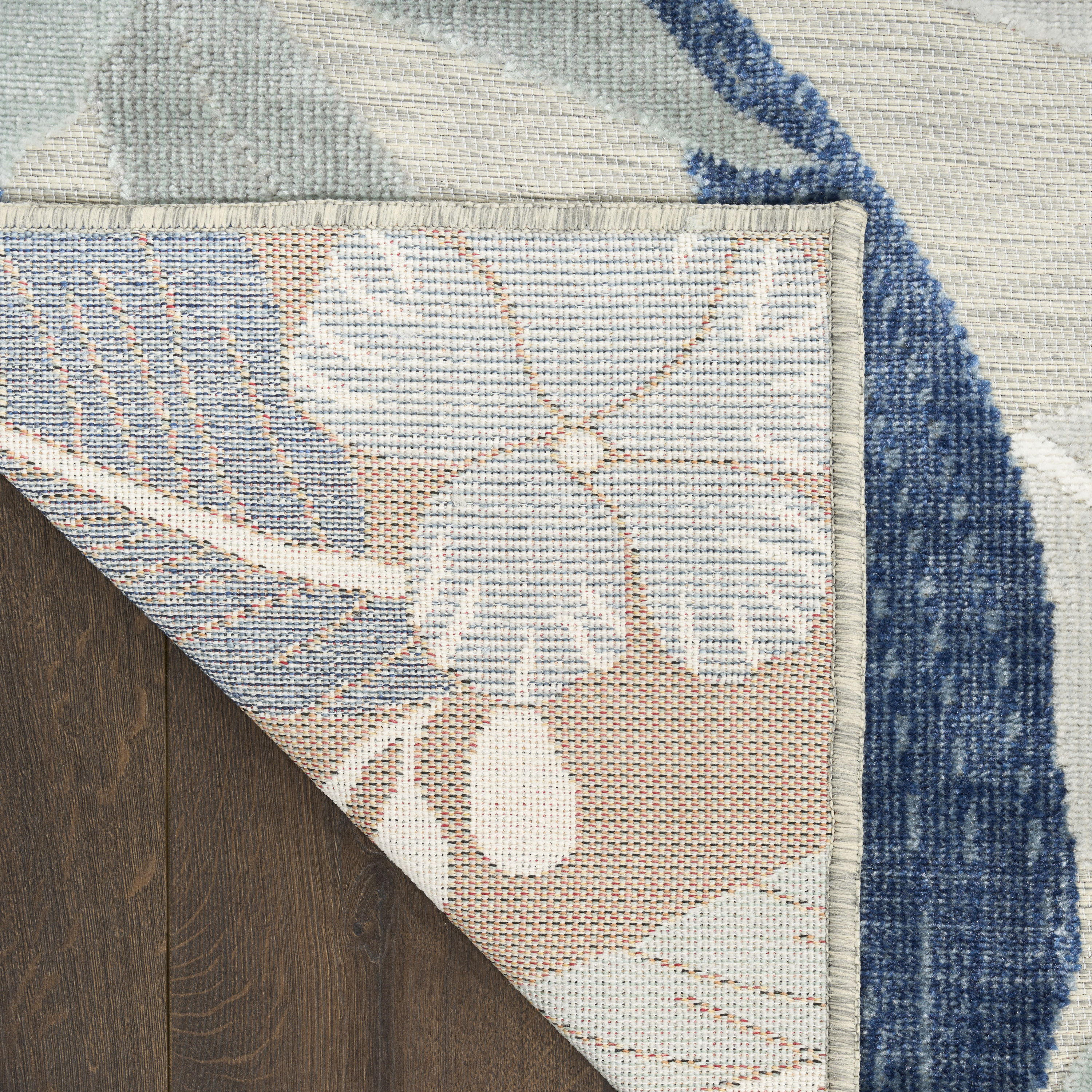 Nourison Suncoast 4' x 6' Grey Navy Tropical Rug