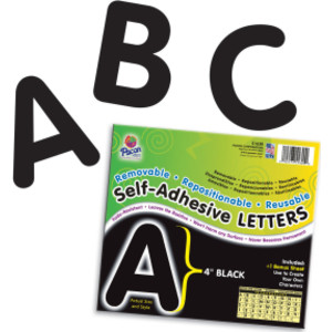 Self-Adhesive Letters, Black, Puffy Font, 4", 78 Characters