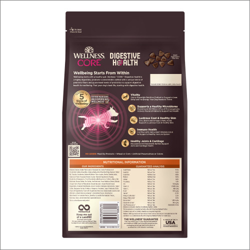 Wellness CORE Digestive Health Small Breed Chicken & Brown Rice back packaging
