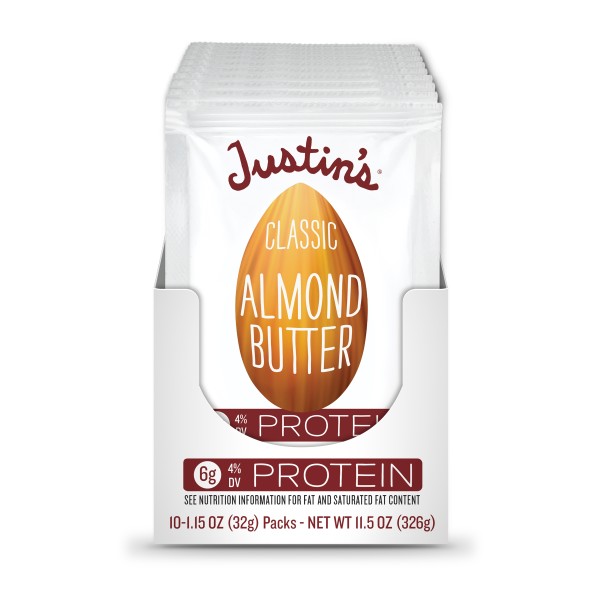 JUSTIN'S (r)Classic Almond Butter 1.15 ounce Squeeze Packs . C1CB - Front Center Inner Pack (Hi Res)