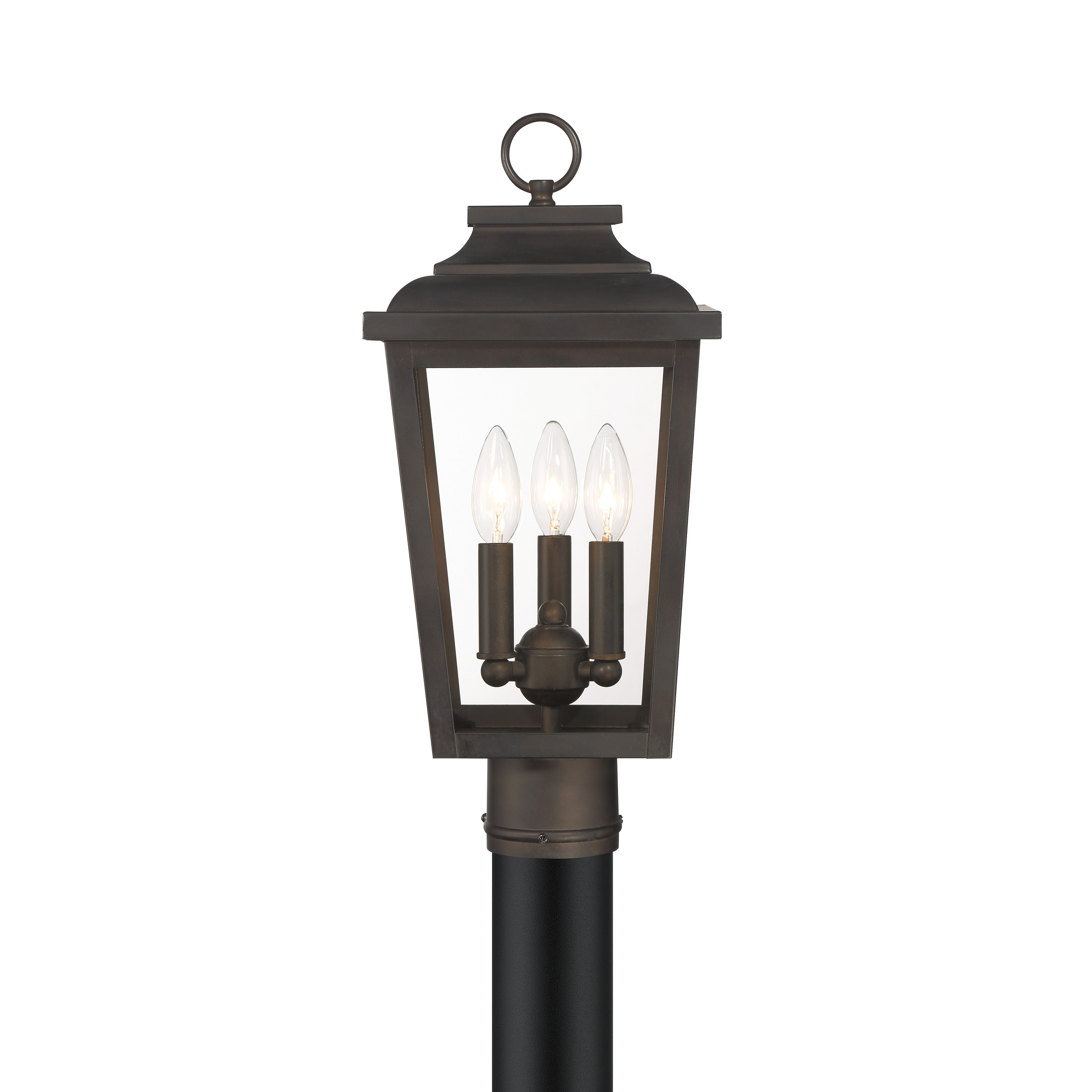 3 Light Post Mount in Chelesa Bronze™ Finish and Clear Glass - alternate view