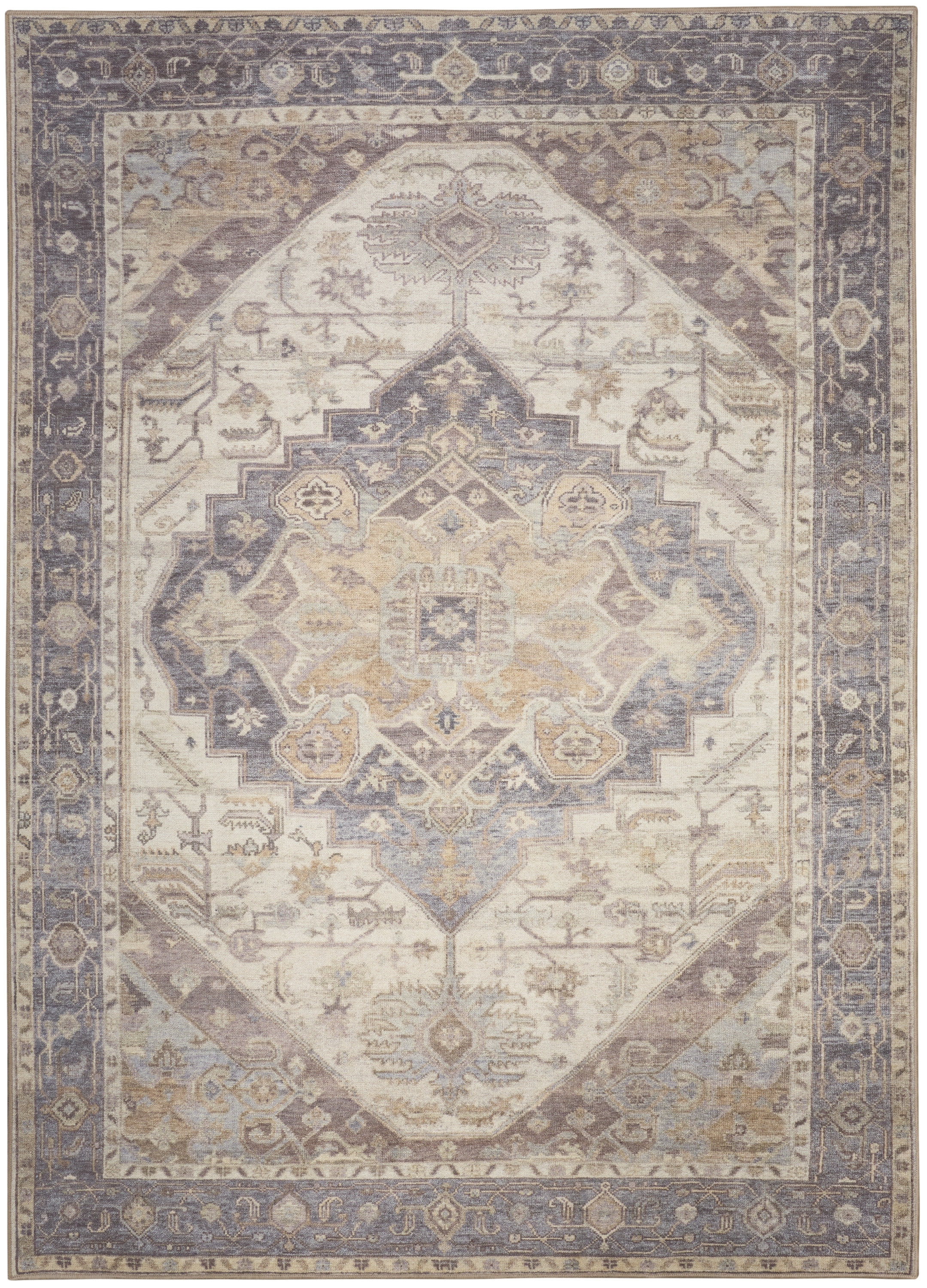 Nourison Vintage Washables 4' x 6' Ivory Purple Vintage Indoor Rug
