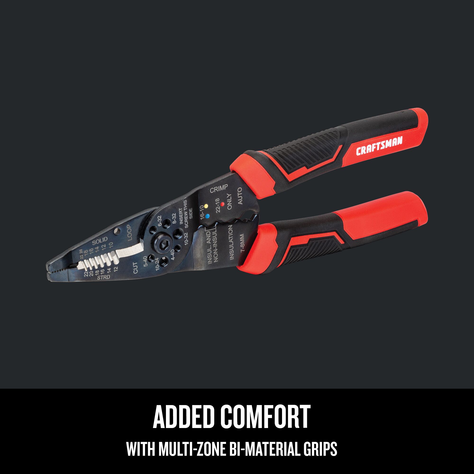 Graphic of CRAFTSMAN Wire Crimper highlighting product features