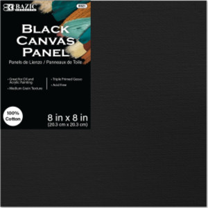 Black Canvas Panel, 8 x 8 in