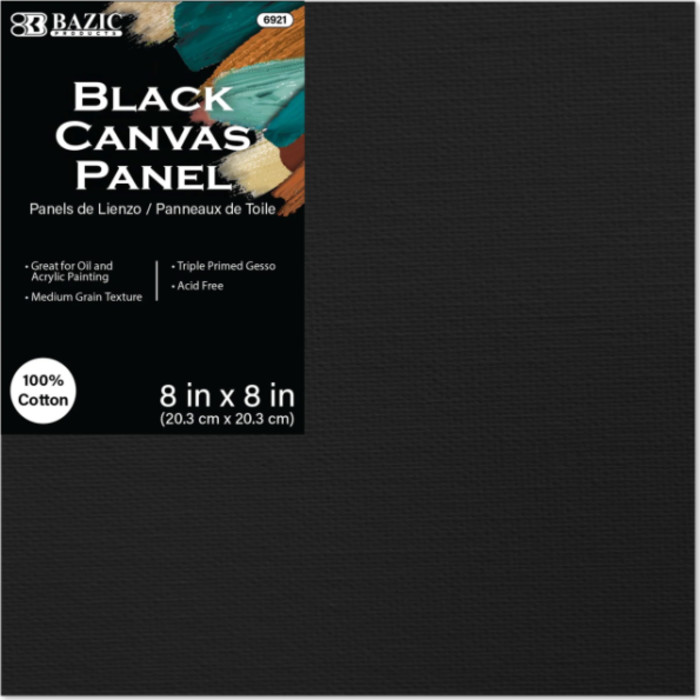 Black Canvas Panel, 8 x 8 in
