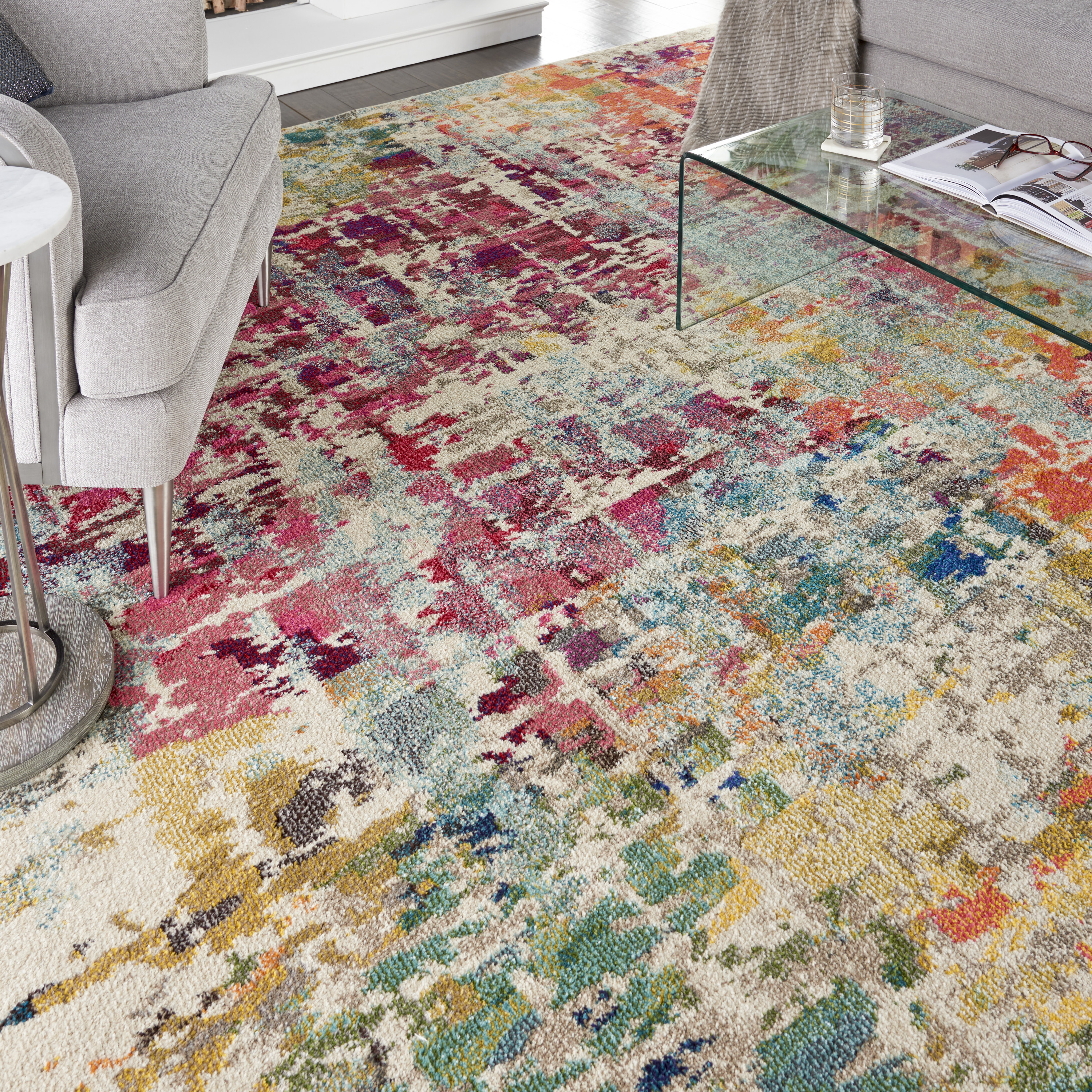 Nourison Celestial 9' x 12' Pink Multicolor Modern & Contemporary Indoor Rug