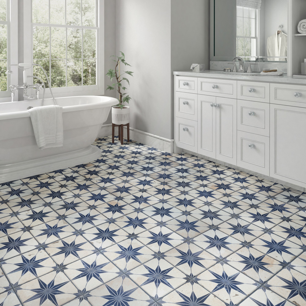 Kings Star Luxe Blue 17-5/8 in. x 17-5/8 in. Ceramic Floor and Wall Tile