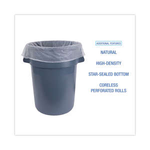 Boardwalk,  HDPE Liner, 60 gal Capacity, 38 in Wide, 58 in High, 19 Microns Thick, Natural