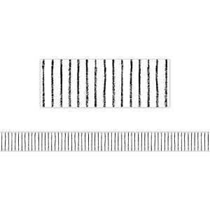 White With Black Pinstripes Straight Border Trim, 35 Feet