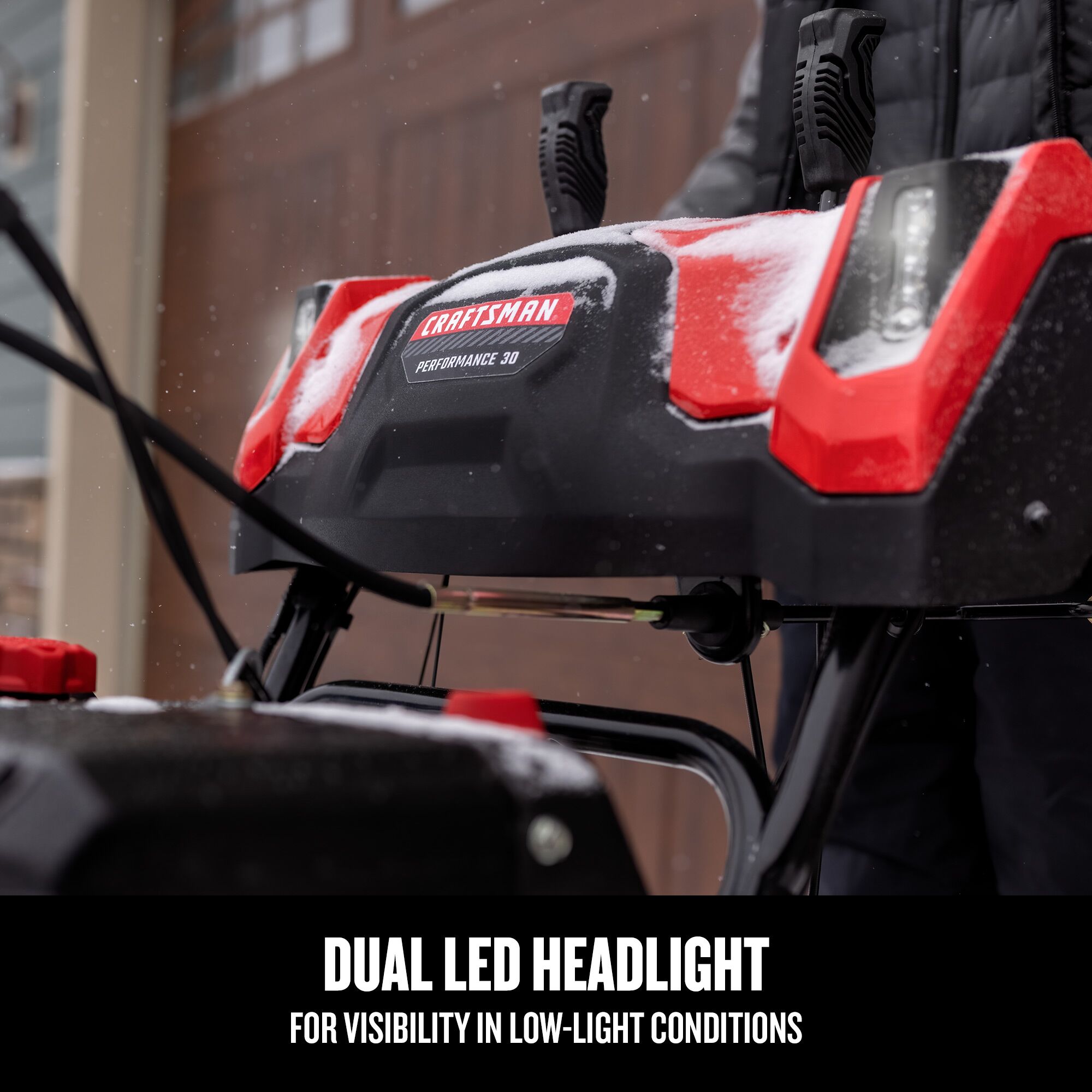 CRAFTSMAN 30-in. 357-cc Two-Stage Gas Snow Blower focused in on dual led headlight