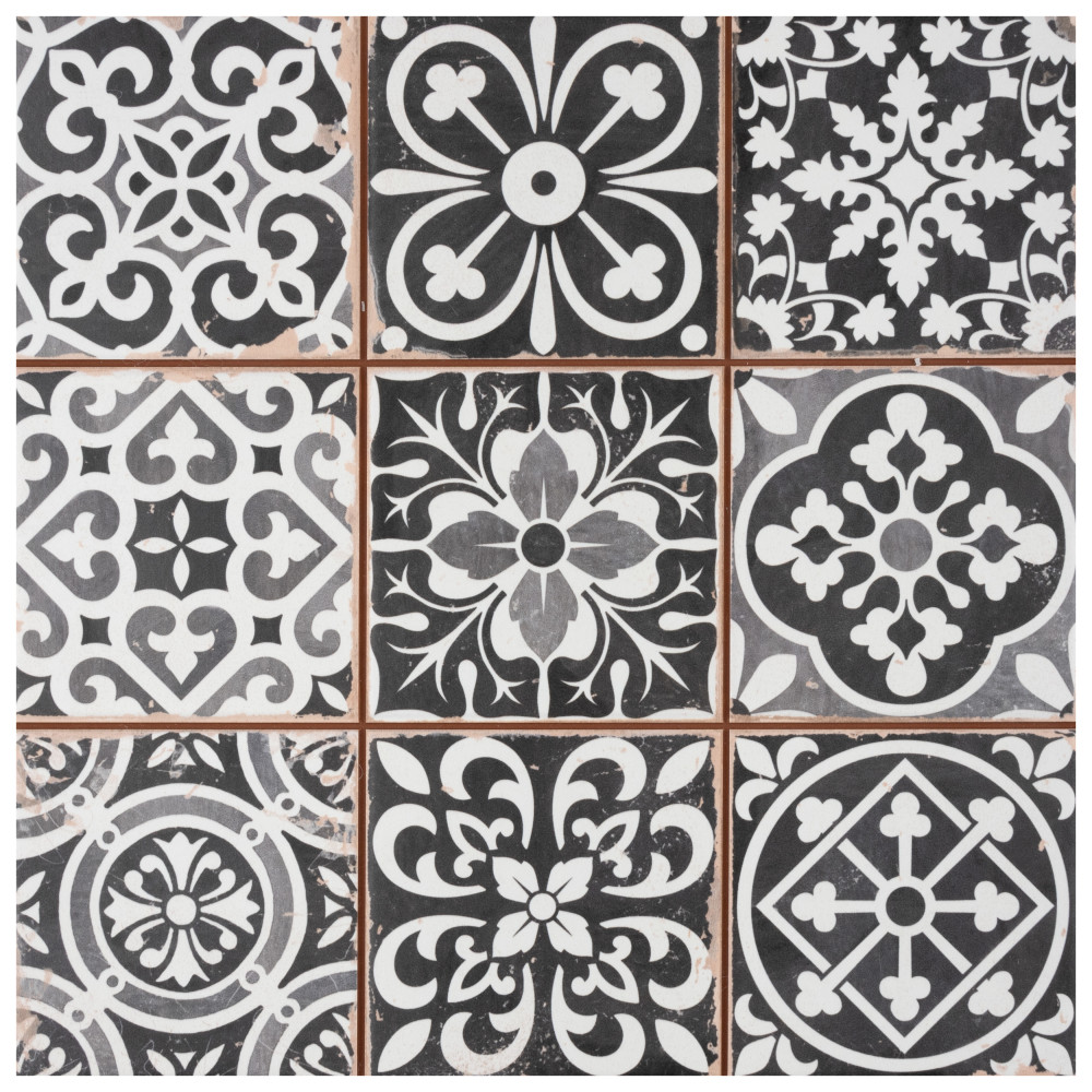 Faenza Nero 13 in. x 13 in. Ceramic Floor and Wall Tile