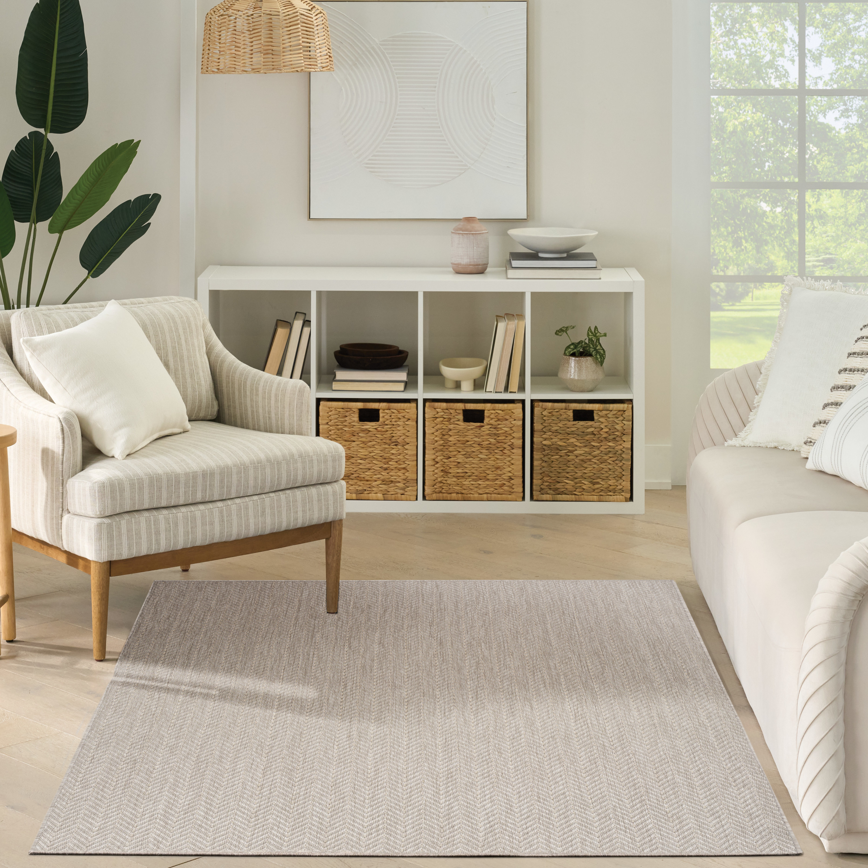 Nourison Horizon Indoor/Outdoor 4' x 6' Grey Modern Rug