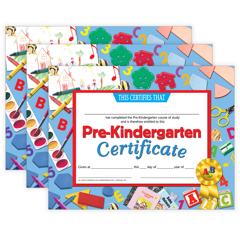 Pre-Kindergarten Certificate, 8.5" x 11", 30 Per Pack, 3 Packs
