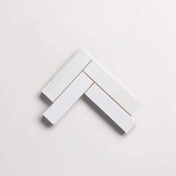 clé lapidary: legacy | herringbone mosaic sheet | honed | white dolomite | sample 