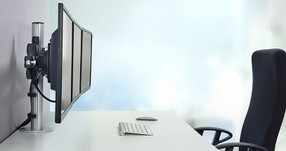 Elevating your monitors creates more useable desk space.