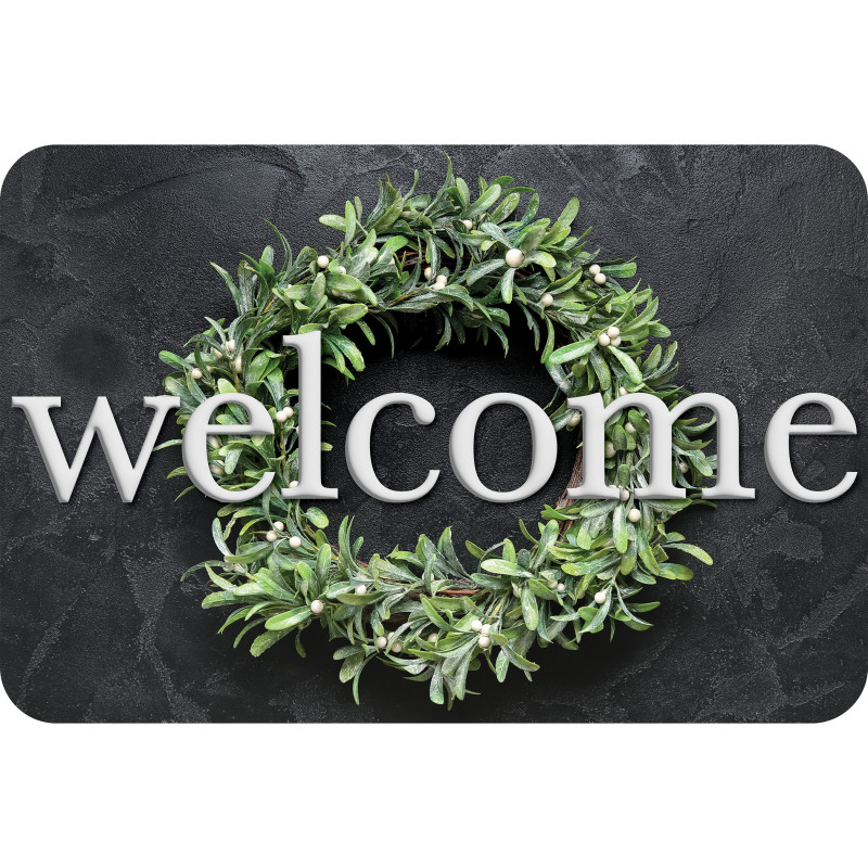 The Original Fun Mat™, Welcome Mat, 15.5" x 23.5", Slate Wreath Welcome