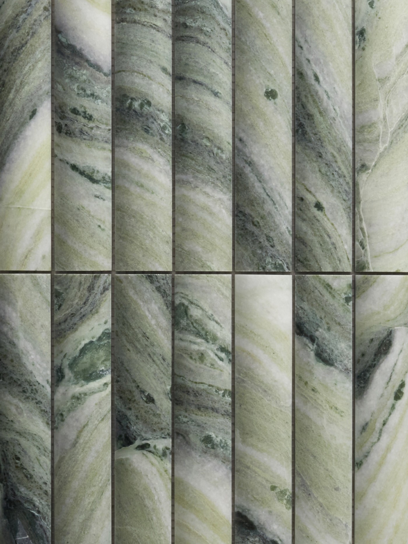 green marble tiles in a row.