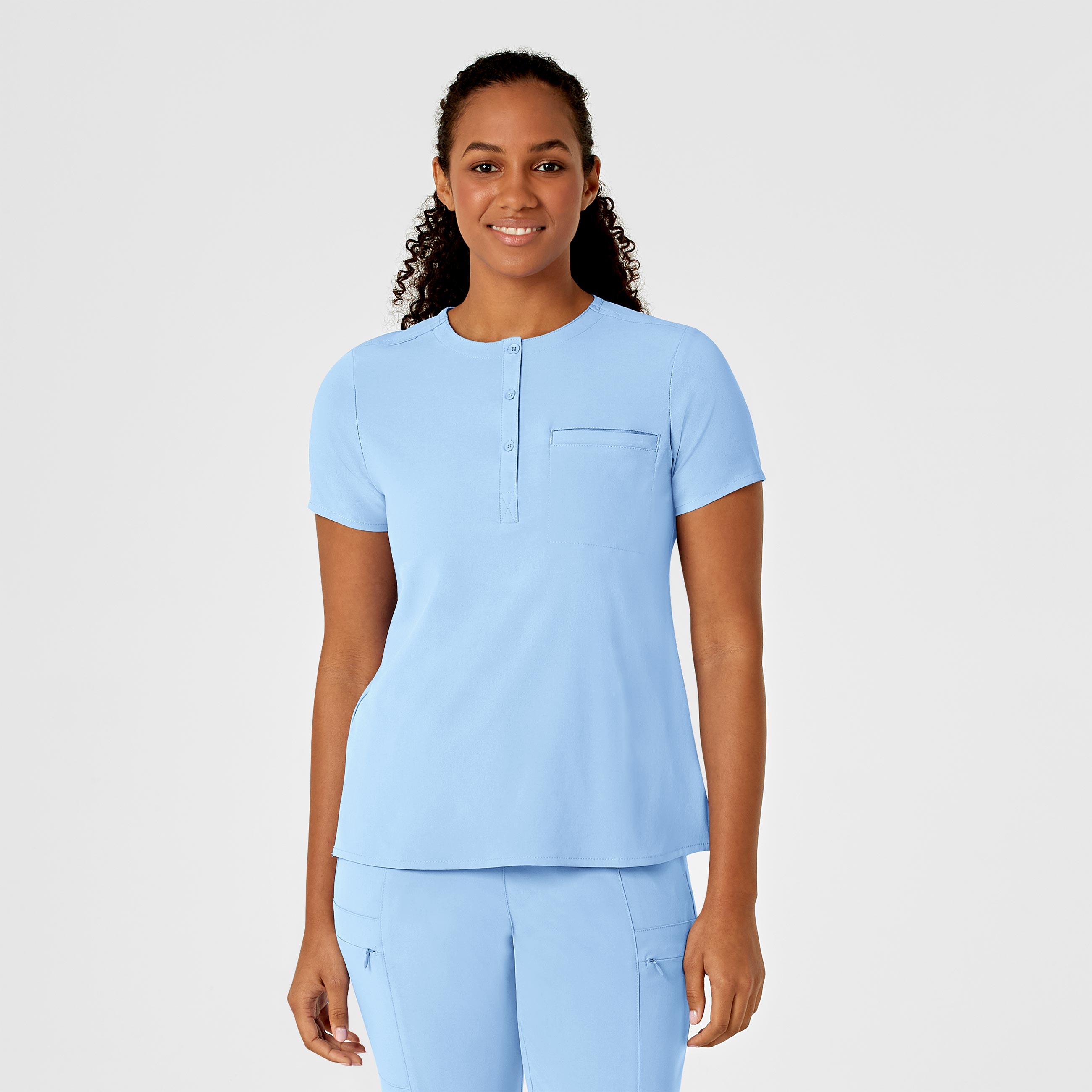 RENEW Women‘s Mandarin Collar Tuck-In Scrub Top-Wonder Wink