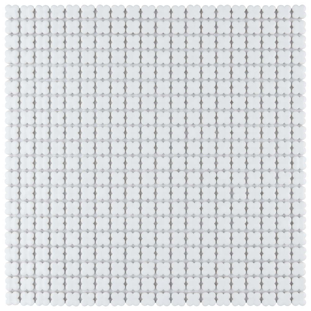 Sample – Fioretti Glossy Blanco Porcelain Mosaic Tile