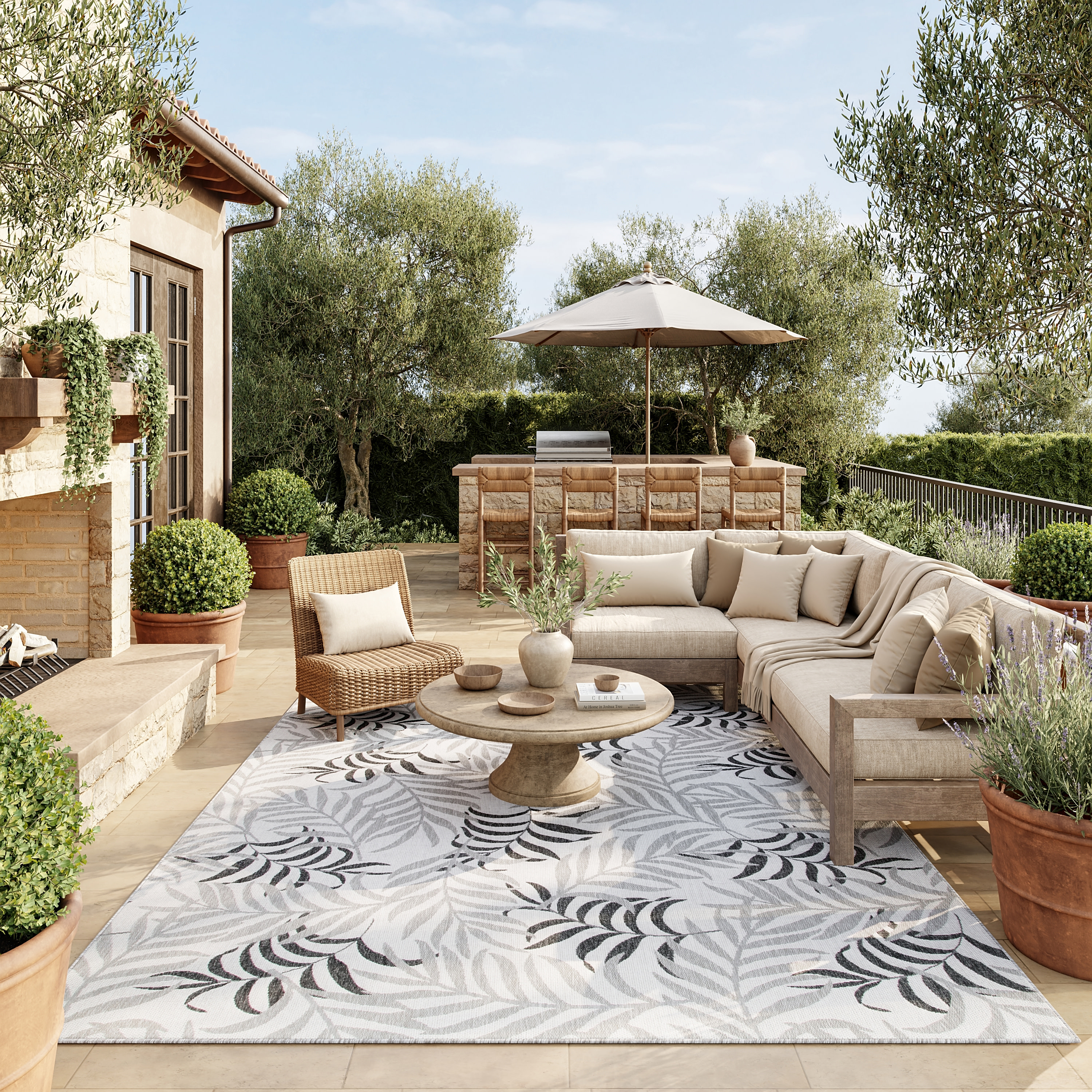 Nourison Garden Oasis 9' x 12' Grey Tropical Rug