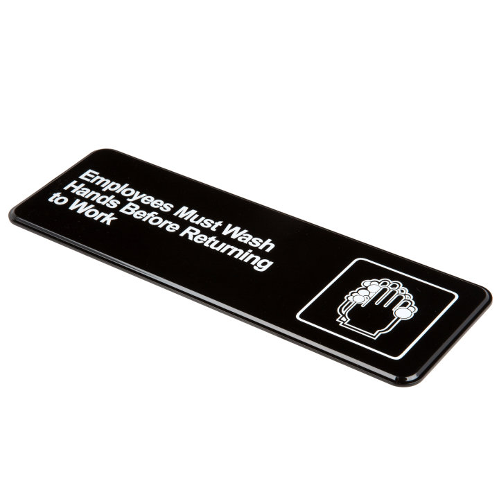 "Employees Must Wash Hands Before Returning to Work" contemporary English symbol sign