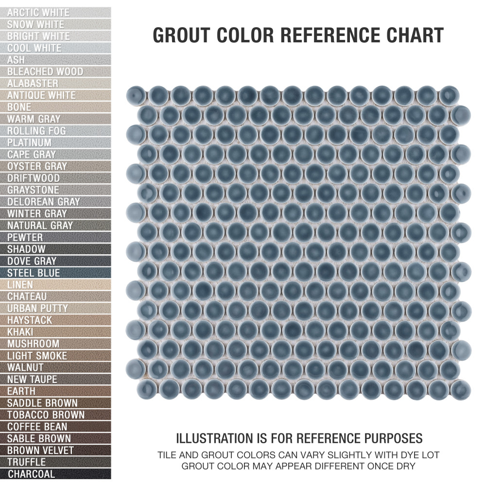 Hudson Penny Round Storm Grey 11-7/8 in. x 12-5/8 in. Porcelain Mosaic Tile