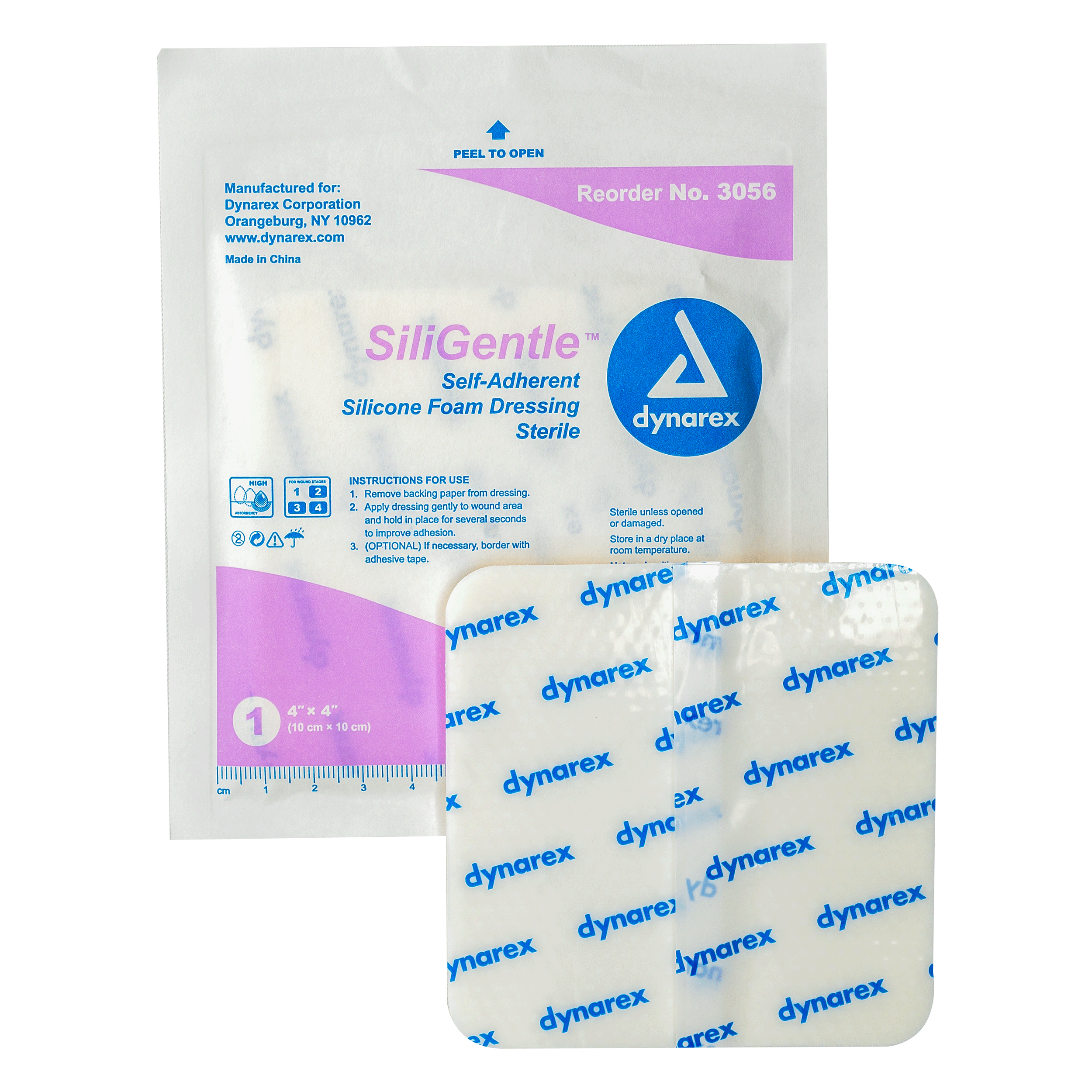 SiliGentle™ Non-Adhesive Silicone Foam Dressings - 4 x 4in
