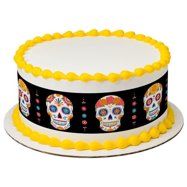 Dia de los Muertos Skulls PhotoCake® Edible Image® Strips