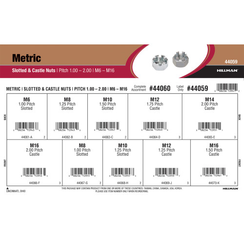 Metric Slotted & Castle Nuts Assortment (M61.00 thru M162.00