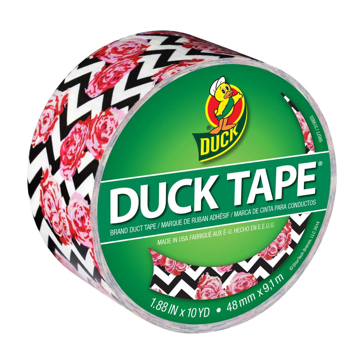 Printed Duck Tape® Brand Duct Tape - Flower Chevron, 1.88 in. x 10 yd. Image