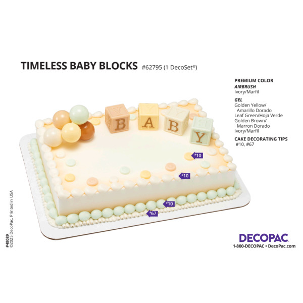 Timeless Baby Blocks Cake Decorating Instruction Card