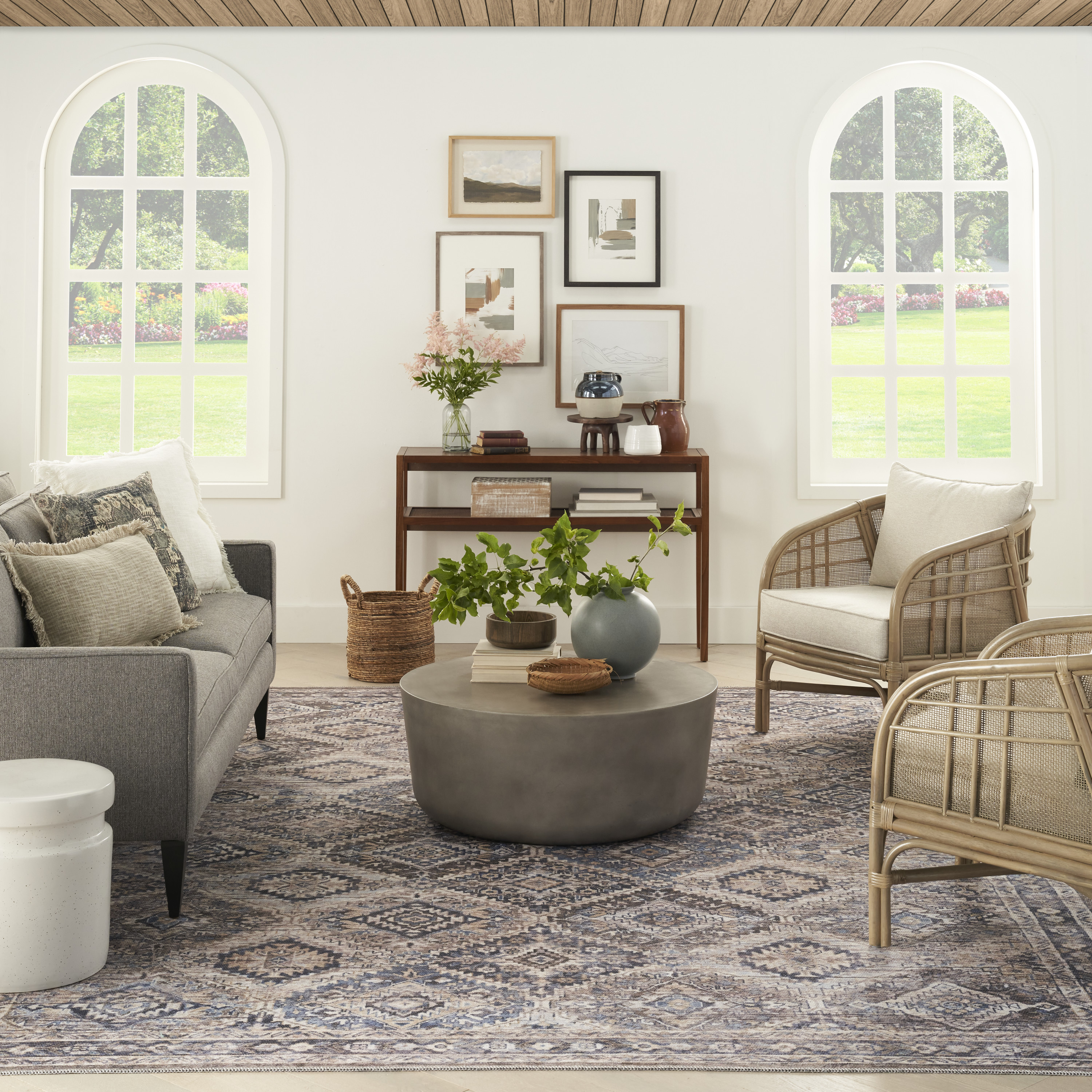 Nourison New Concept Washables 7'10" x 9'10" Ivory Latte Vintage Indoor Rug