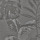 Large tropical leaves overlap, forming a repeating botanical pattern on textured gray woven fabric.