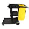 Impact, White, Janitor's Cart with 25 Gallon Vinyl Bag, Black/Yellow