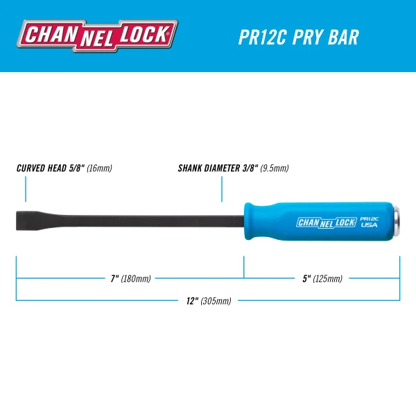 PR12C 5/8 x 7-inch Professional Pry Bar, 12-inch Overall Length