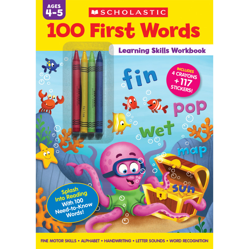 100 First Words: Learning Skills Workbook, Stickers & Crayons Included