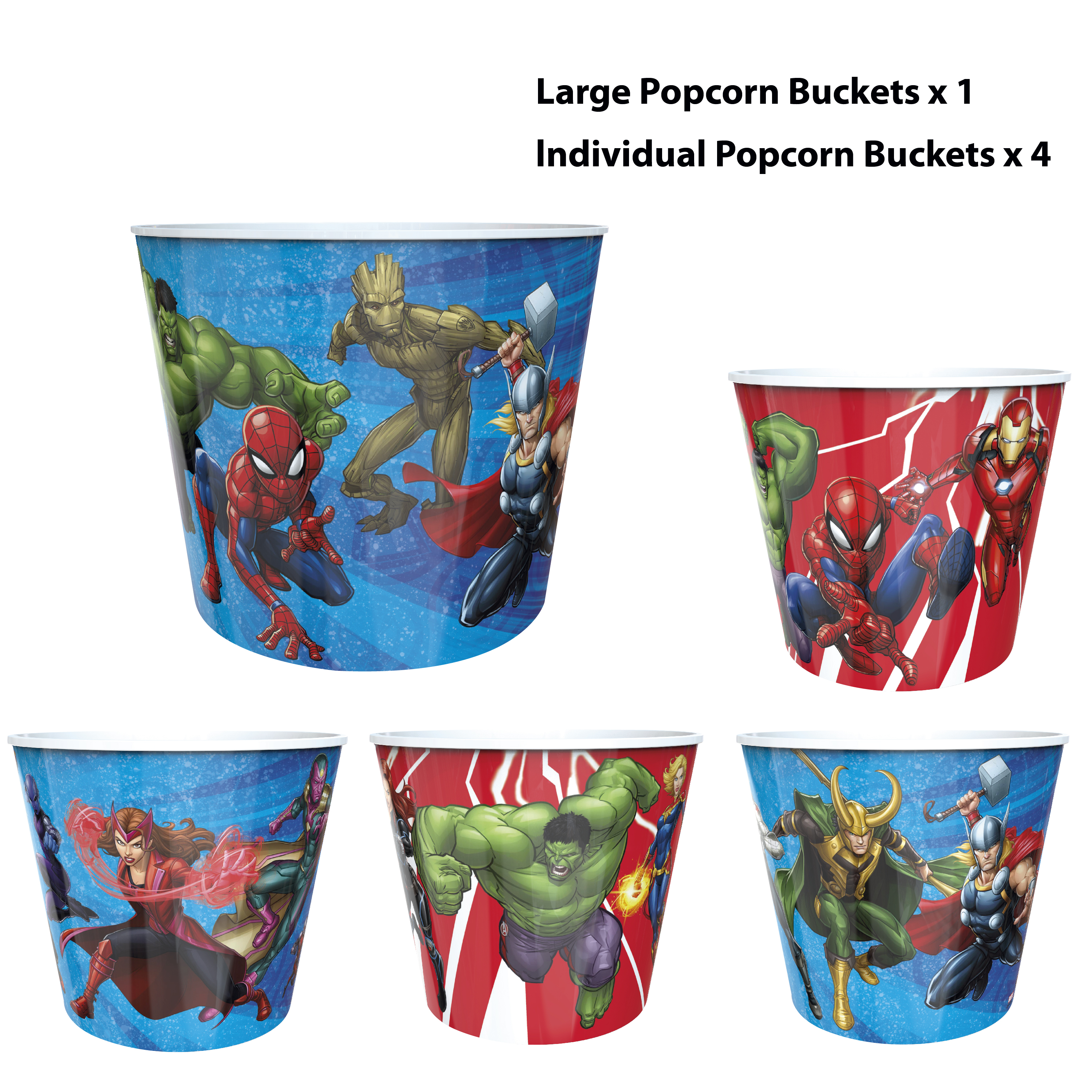 Marvel Comics Plastic Popcorn Container and Bowls, The Hulk, Spider-Man and More, 5-piece set slideshow image 10